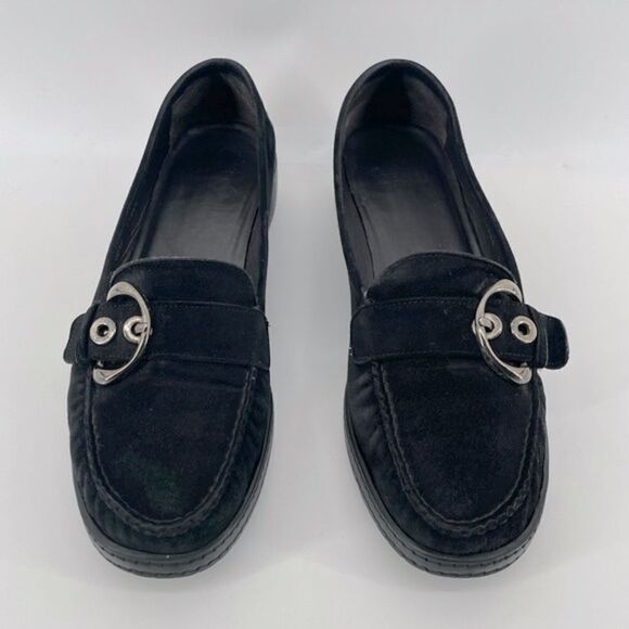 Stuart Weitzman Women’s Black Suede Round Toe Slip-On Platform Loafers Size 9 - Picture 7 of 8